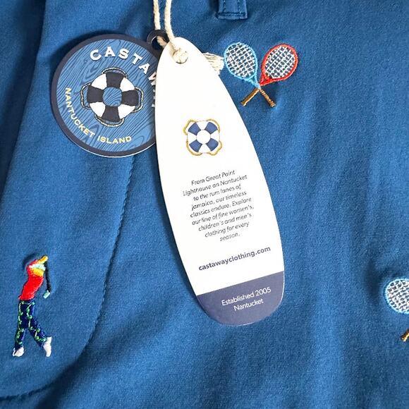 NWT- Castaway Nantucket Embroidered Performance Shorts Golf/Tennis Men 30W x 9L - Picture 5 of 8